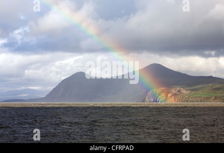 Regenbogen Yr eIFL.NET von Porth Dinllaen Nefyn Lleyn Halbinsel Gwynedd Wales Stockfoto