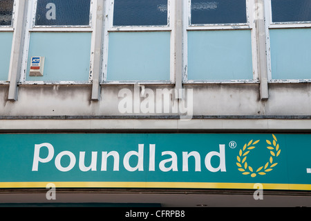 Poundland Shop Zeichen, Ipswich, Suffolk, UK. Stockfoto