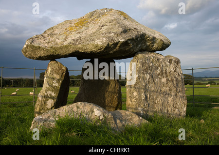 Eine neolithische Grabkammer, bekannt als Bodowyr in Anglesey, Nordwales Stockfoto