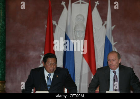 Russlands Präsident Wladimir Putin und indonesischen Präsidenten Susilo Bambang Yudhoyono im Kreml. Stockfoto