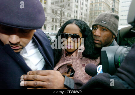 Hip Hop Sänger Foxy Brown, mit bürgerlichem Namen Inga Merchand ist, kommt an Manhattan Strafgerichtshof für eine Anhörung auf ihre Bewährung. Stockfoto