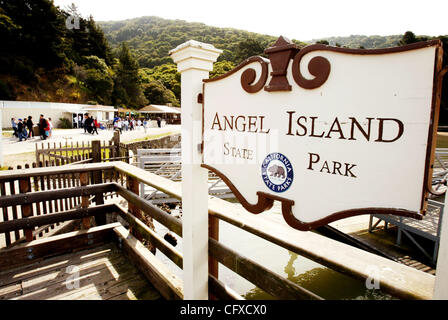 Gruß Besucher auf Angel Island State Park, Kalifornien, Anzeichen Donnerstag, 5. April 2007. (D. Ross Cameron/der Oakland Tribune) Stockfoto