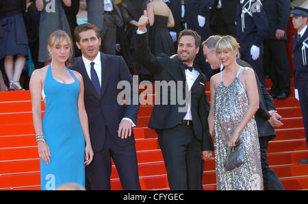 Sunrise Coigney, Mark Ruffalo, Jake Gyllenhaal, Chloe Sevigny und David Fincher in Cannes 2007 für 'Zodiac' Premiere. Stockfoto