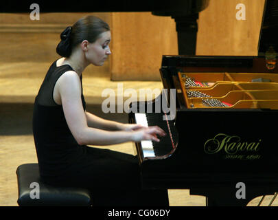 Der XIII internationale Tschaikowsky Wettbewerb ist eines der größten Ereignisse in der Musikwelt. Klavier-Wettbewerb: Anna Shelest aus den USA. Stockfoto