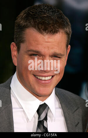 25. Juli 2007 - Hollywood, Kalifornien, USA - Schauspieler MATT DAMON bei der Weltpremiere von "The Bourne Ultimatum" Ankunft auf den Arclight Kinos statt. (Kredit-Bild: © Lisa O'Connor/ZUMA Press) Stockfoto