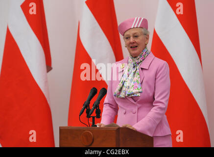 September 07,2011. Moskau, Russland. Im Bild: Die Königin von Dänemark Margrethe II bei Eröffnung der Fotoausstellung "Arktis" Russisch-Dänisch. Stockfoto