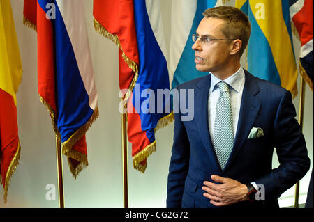 12. September 2011 - BXL, Brüssel, Belgien - Außenminister von Finnland Alexander Stubb in einen Europäischen Rat für allgemeine Angelegenheiten in Brüssel am 2011-09-12 von Wiktor Dabkowski (Credit-Bild: © Wiktor Dabkowski/ZUMAPRESS.com) Stockfoto