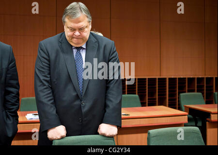 7. November 2011 - BXL, Brüssel, Belgien - Griechenlands Finanzminister Evangelos Venizelos vor Beginn der eine Euro-Zone Finanzministertreffen in Brüssel am 2011-11-07 von Wiktor Dabkowski (Credit-Bild: © Wiktor Dabkowski/ZUMAPRESS.com) Stockfoto