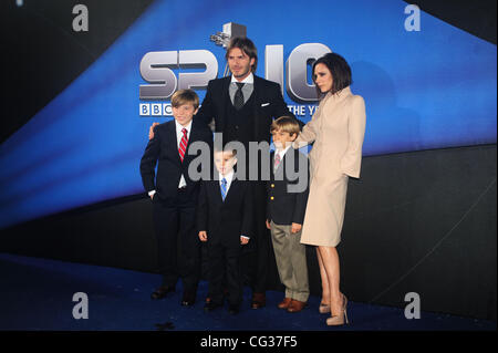 David Beckham und Victoria Beckham mit ihrem Sohn, Brooklyn, Romeo und Cruz BBC Sports Personality of The Year 2010 - Ankünfte Birmingham, England - 19.12.10. Stockfoto