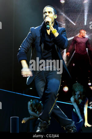 Marvin Humes JLS erklingt in The O2 Dublin, Irland - 09.01.11. Stockfoto