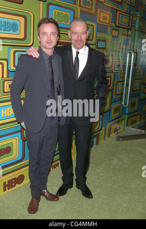 Bryan Cranston und Aaron Paul HBO der Post 2011 Golden Globe Awards Party statt auf Circa 55 bei The Beverly Hilton Hotel-Ankunft Beverly Hills, Kalifornien - 16.01.11 Stockfoto