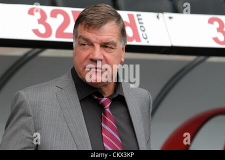 FAO Sport Bild Schreibtisch Bild: Sam Allardyce Manager von West Ham United. Samstag, 25. August 2012 Re: Barclays Premier League Swansea City FC V West Ham im Liberty Stadium, Südwales. Stockfoto