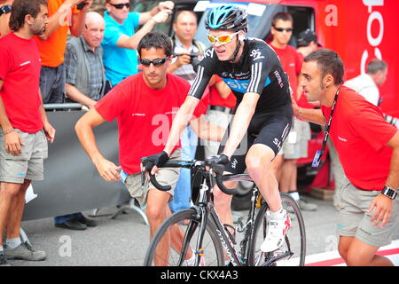 25. August 2012. Lleida nach Andorra Collada, Spanien.  8. Etappe Vuelta a España.  Lleida - Team Sky 2012, Froome Christopher, Collada De La Gallina in Andorra, Andorra Collada De La Gallina Stockfoto