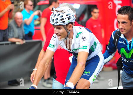 25. August 2012. Lleida nach Andorra Collada, Spanien.  8. Etappe Vuelta a España.  Lleida - Andorra Collada De La Gallina, Movistar 2012, Valverde Alejandro, Andorra Collada De La Gallina Stockfoto