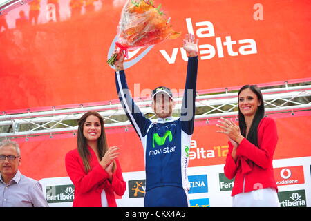 25. August 2012. Lleida nach Andorra Collada, Spanien.  8. Etappe Vuelta a España.  Lleida - Andorra Collada De La Gallina, Movistar 2012, Valverde Alejandro, Andorra Collada De La Gallina Stockfoto