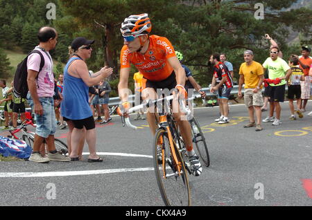 25. August 2012. Lleida nach Andorra Collada, Spanien.  8. Etappe Vuelta a España.  Lleida - Andorra Collada De La Gallina, Euskaltel 2012, Anton Igor Hernandez, Andorra Collada De La Gallina Stockfoto