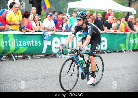 25. August 2012. Lleida nach Andorra Collada, Spanien.  8. Etappe Vuelta a España.  Lleida - Team Sky 2012, Uran Rigoberto, Collada De La Gallina in Andorra, Andorra Collada De La Gallina Stockfoto