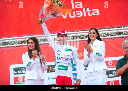 25. August 2012. Lleida nach Andorra Collada, Spanien.  8. Etappe Vuelta a España.  Lleida - Andorra Collada De La Gallina, Katusha 2012 Rodriguez Oliver Joaquin, Andorra Collada De La Gallina Stockfoto