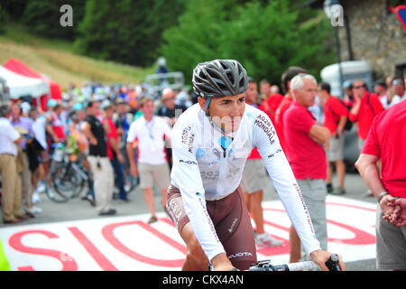 25. August 2012. Lleida nach Andorra Collada, Spanien.  8. Etappe Vuelta a España.  Lleida - Andorra Collada De La Gallina, Ag2r La Mondiale 2012, Montaguti Matteo Andorra Collada De La Gallina Stockfoto