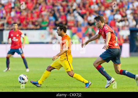 26. August 2012. Pamploma, Spanien. Osasuna 1-2 FC Barcelona, FC Barcelonas Xabi Hernandez in Aktion während der spanischen Liga-Spiel zwischen Osasuna und FC Barcelona Stadium Reyno de Navarra gespielt. Stockfoto