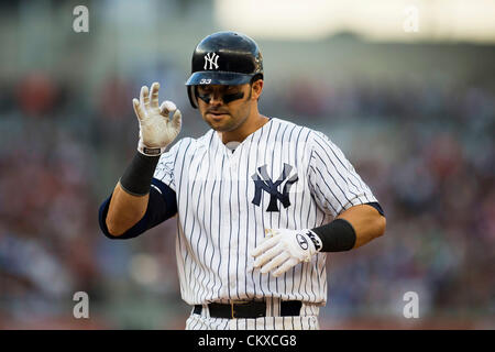 Nick Swisher (Yankees), 18. August 2012 - MLB: Nick Swisher von den New York Yankees während des Spiels gegen die Boston Red Sox im Yankee Stadium in Bronx, New York, Vereinigte Staaten von Amerika. (Foto von Thomas Anderson/AFLO) Stockfoto