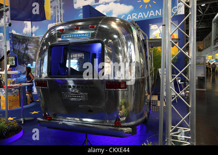 27. August 2012 in Düsseldorf. Airstream Wohnwagen auf dem Caravan Salon Messe 2012. Stockfoto