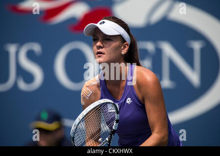 Agnieszka Radwanska (POL) in ihrem ersten Vorrundenspiel beim 2012 uns Open Tennisturnier, Flushing, New York. USA. am 28. August. Stockfoto