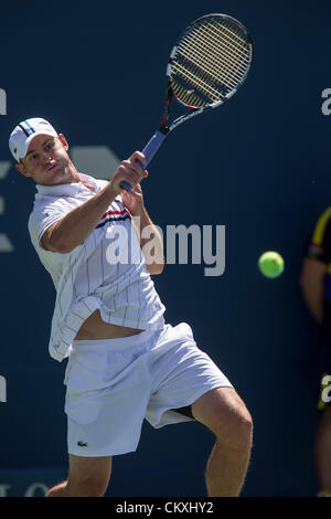 Andy Roddick (USA) in seinem ersten Vorrundenspiel beim 2012 uns Open Tennisturnier, Flushing, New York. USA. am 28. August. Stockfoto