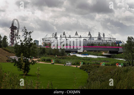 Stratford, London, UK. Mittwoch, 29. August 2012. Am Tag der Eröffnungsfeier Olympiastadion. Stockfoto