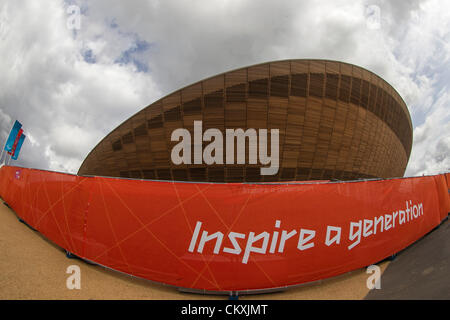 Stratford, London, UK. Mittwoch, 29. August 2012. Das Velodrom am Tag der Eröffnungsfeier. Stockfoto