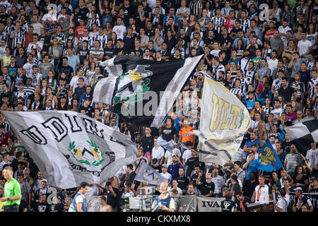 Udine, Italien. 28. August 2012. Udinese Ventilatoren, 28. August 2012 - Fußball / Fußball: UEFA Champions League Play-off 2. Bein match zwischen Udinese 1 (4-5) 1 Sporting Braga im Stadio Friuli in Udine, Italien. (Foto von Maurizio Borsari/AFLO) Stockfoto