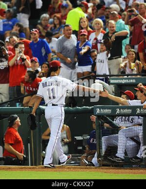 Yu Darvish (Rangers), 28. August 2012 - MLB: Yu Darvish (11) der Texas Rangers während der Baseball-Spiel gegen Tampa Bay Rays bei Rangers Ballpark in Arlington, Texas, Vereinigte Staaten von Amerika. (Foto: AFLO) Stockfoto