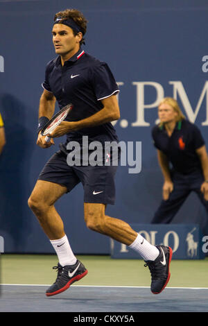 Roger Federer (SUI) auf das Jahr 2012 uns Open Tennisturnier, Flushing, New York, USA. 30. August 2012. Stockfoto