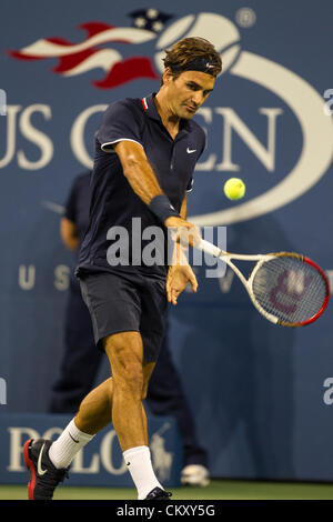 Roger Federer (SUI) auf das Jahr 2012 uns Open Tennisturnier, Flushing, New York, USA. 30. August 2012. Stockfoto