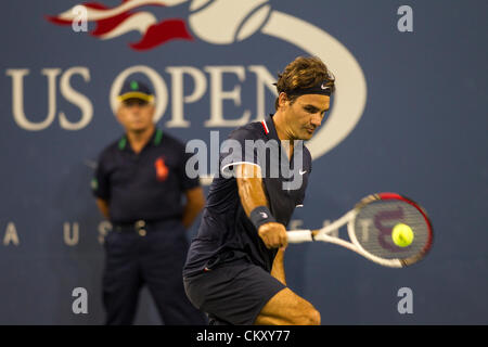 Roger Federer (SUI) auf das Jahr 2012 uns Open Tennisturnier, Flushing, New York, USA. 30. August 2012. Stockfoto