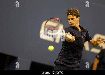 Roger Federer (SUI) auf das Jahr 2012 uns Open Tennisturnier, Flushing, New York, USA. 30. August 2012. Stockfoto