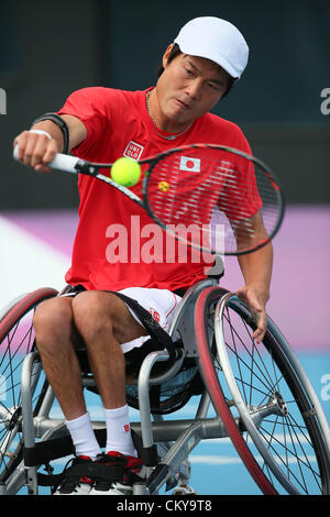 Shingo Kunieda (JPN), 1. September 2012 - Tennis: Herren Einzel im Olympiapark - Eton Manor während der Paralympischen Spiele London 2012 in London, UK. (Foto von Akihiro Sugimoto/AFLO SPORT) [1081] Stockfoto