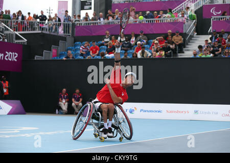 Shingo Kunieda (JPN), 1. September 2012 - Tennis: Herren Einzel im Olympiapark - Eton Manor während der Paralympischen Spiele London 2012 in London, UK. (Foto von Akihiro Sugimoto/AFLO SPORT) [1081] Stockfoto