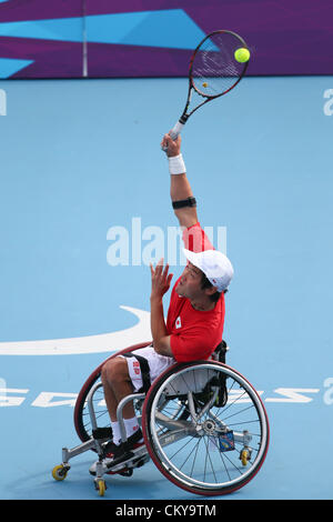 Shingo Kunieda (JPN), 1. September 2012 - Tennis: Herren Einzel im Olympiapark - Eton Manor während der Paralympischen Spiele London 2012 in London, UK. (Foto von Akihiro Sugimoto/AFLO SPORT) [1081] Stockfoto