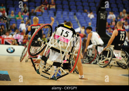 03.09.2012 London, England. Basketball-Arena. REO Fujimoto in Aktion für Japan während Tag 5 der Paralympics vom Olympiastadion entfernt. Stockfoto