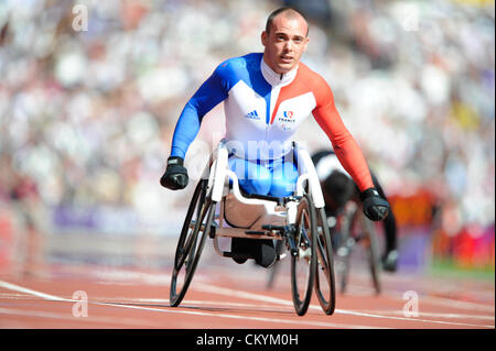 04.09.2012 London, England. Olympia-Stadion. Sebastien Mobre (FRA) in Aktion während der 6. Tag der Paralympics vom Olympiastadion entfernt. Stockfoto