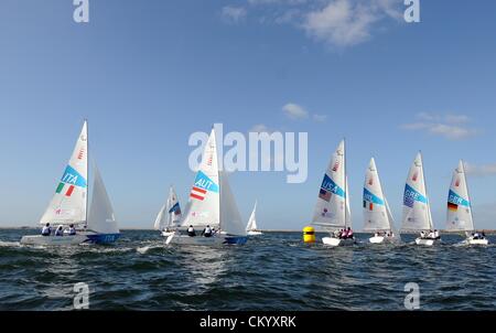 Paralympics London 2012: Segeln Sonar Klasse Rennen 5. September 2012 Bild von: DORSET MEDIA SERVICE Stockfoto