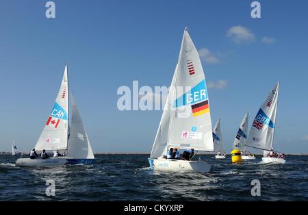 Paralympics London 2012: Segeln Sonar Klasse Rennen 5. September 2012 Bild von: DORSET MEDIA SERVICE Stockfoto