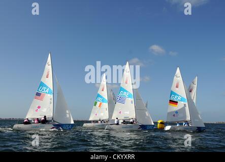 Paralympics London 2012: Segeln Sonar Klasse Rennen 5. September 2012 Bild von: DORSET MEDIA SERVICE Stockfoto