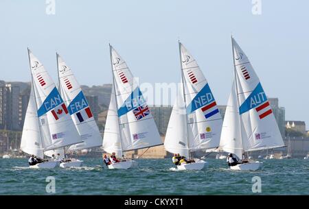 Paralympics London 2012: Segeln Sonar Klasse Rennen 5. September 2012 Bild von: DORSET MEDIA SERVICE Stockfoto