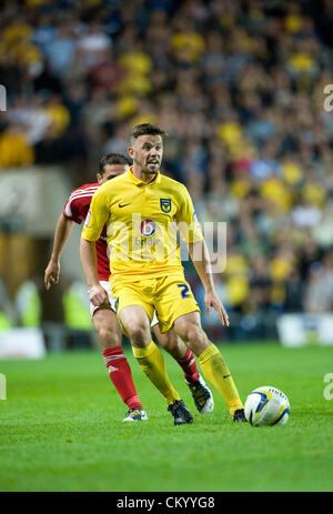 05.09.2012 Oxford, England. Damian Batt in Aktion während der Johnstones Paint Trophy südliche Abschnitt erste Runde Spiel zwischen Oxford United und Swindon Town aus dem Kassam Stadion. Stockfoto