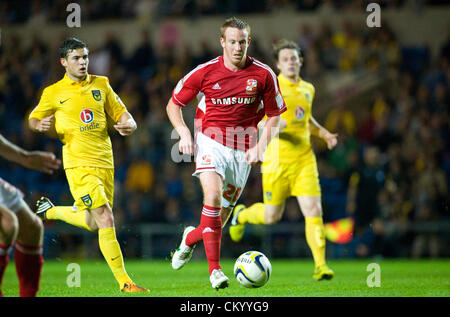 05.09.2012 Oxford, England. Adam Rooney in Aktion während der Johnstones Paint Trophy südliche Abschnitt erste Runde Spiel zwischen Oxford United und Swindon Town aus dem Kassam Stadion. Stockfoto