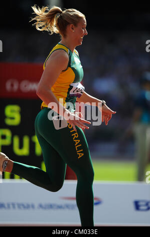 06.09.2012 London, England. Olympia-Stadion. Frauen 200m T38. Katie Parrish (AUS) in Aktion während der 8. Tag der Paralympics vom Olympiastadion entfernt. Stockfoto