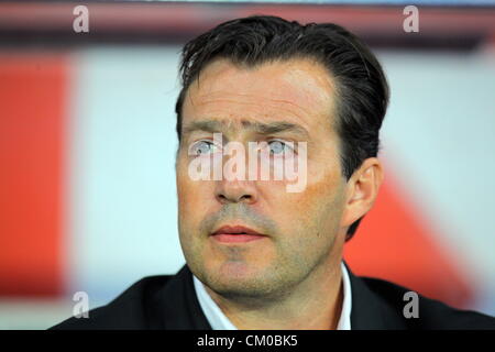 Cardiff, Wales, UK. Freitag, 7. September 2012 im Bild: Marc WIlmots Manager für Belgien.  Re: FIFA 2014 World Cup Qualifier, Wales / Belgien im Cardiff City Stadium, Südwales. Stockfoto