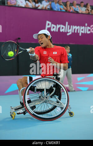 Shingo Kunieda (JPN), 8. September 2012 - Tennis: Herren Einzel-Finale im Olympiapark - Eton Manor während der Paralympischen Spiele London 2012 in London, UK. (Foto von Akihiro Sugimoto/AFLO SPORT) [1081] Stockfoto